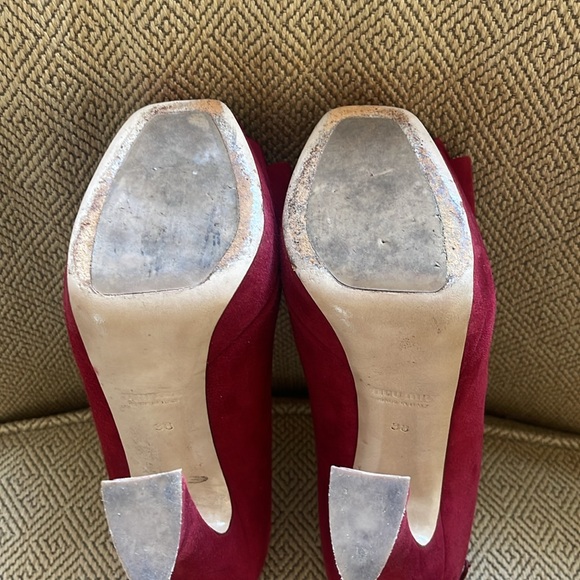 Miu Miu Burgundy Peep Toe Heels, 38 - Picture 9 of 12